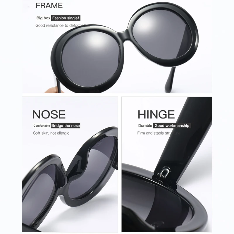 Lunettes de soleil rondes surdimensionnées pour femmes et hommes, marque de luxe, grandes montures, lunettes de soleil, grandes lunettes de protection, lunettes de conduite unisexes