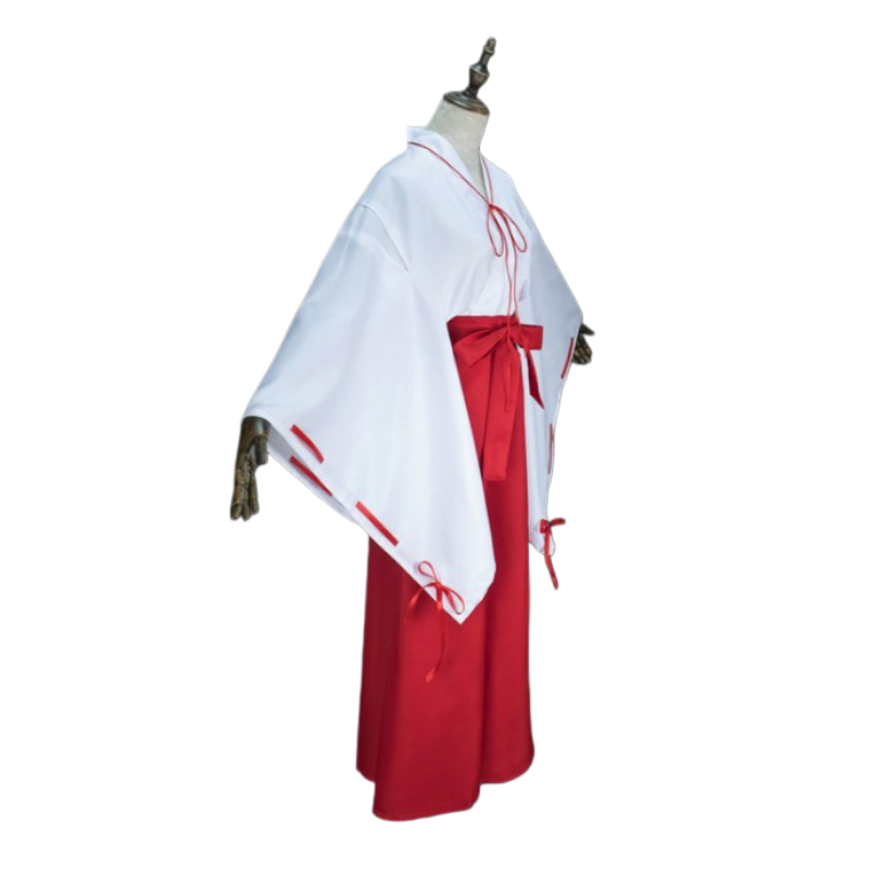 Costume de cosplay Anime Inuyasha Kikyo, tenue japonaise de Miko, kimono blanc, pantalon Hakama rouge, uniforme de fête de carnaval pour femmes