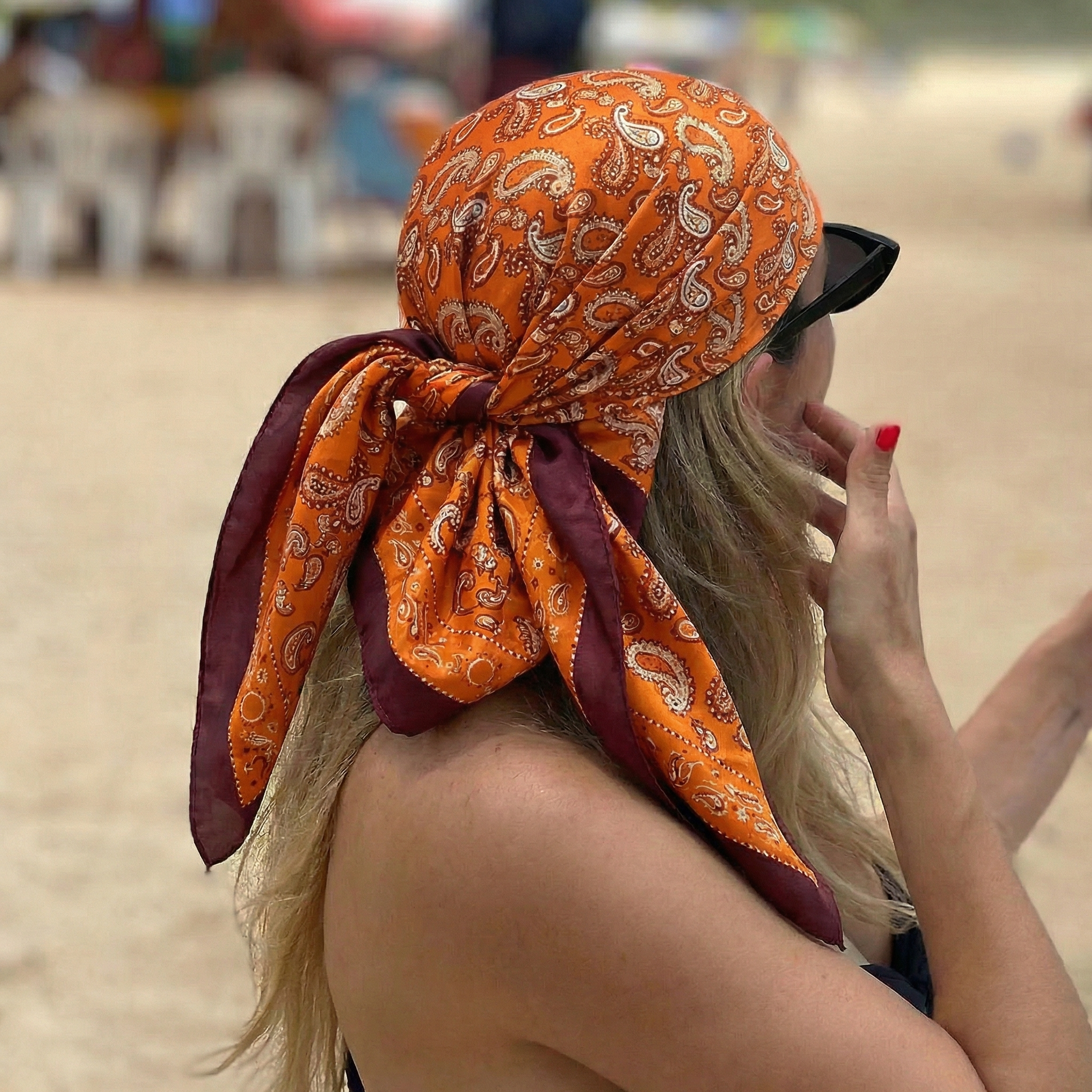 Foulard carré en soie satinée pour femme, motif floral, nouveau bandeau, écharpe, hijab, bandana, 2024