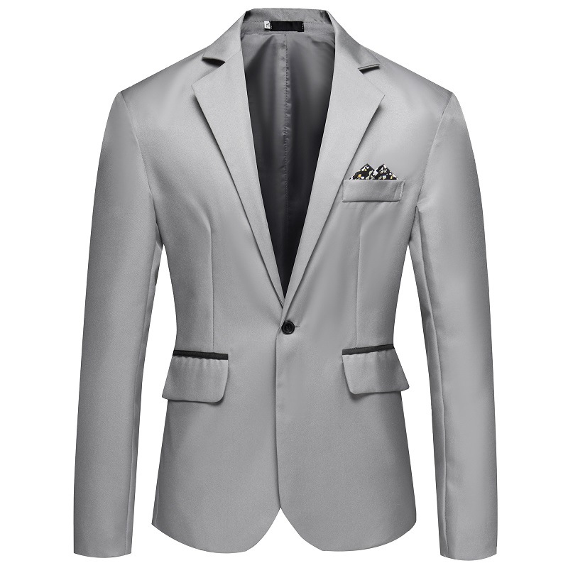 Hommes formel Style d'affaires coupe ajustée simple bouton costume veste couleur unie revers Satin marié mariage Banquet hommes costume manteau