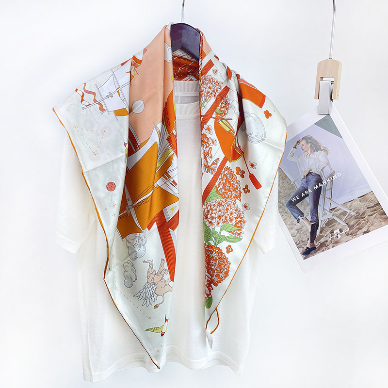 Grand Foulard Carré 100% Soie 35"x35" NOUVEAU Imprimé Soie Véritable Écharpe