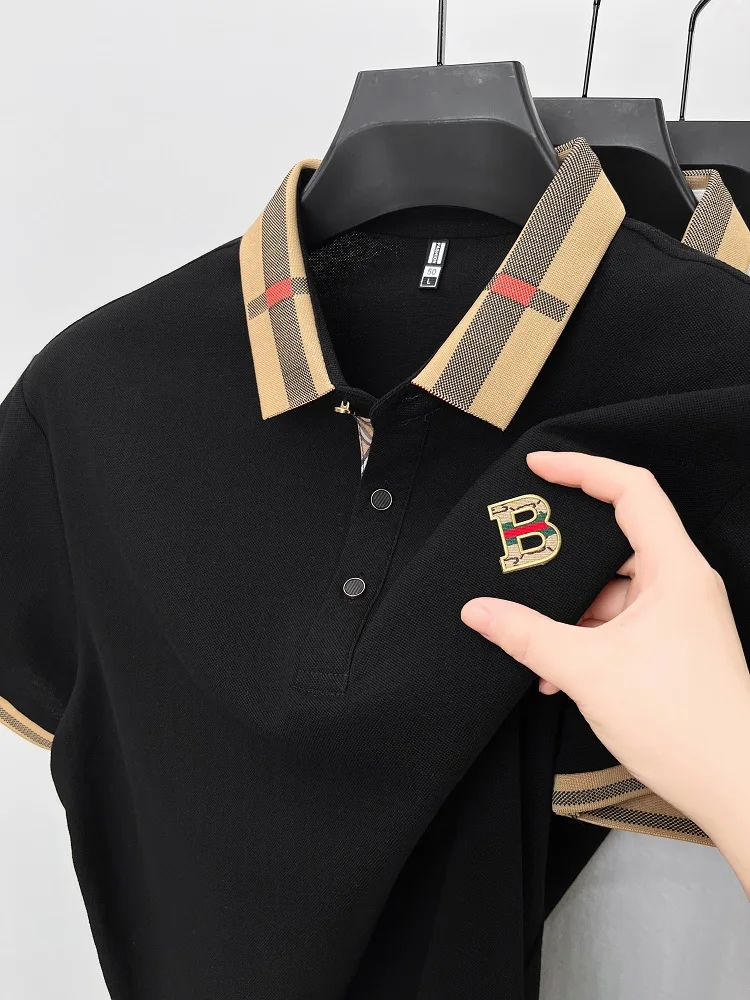 Polo à manches courtes de marque de luxe pour hommes, nouveau t-shirt Paul en coton et soie respirant haut de gamme, mode décontractée pour hommes