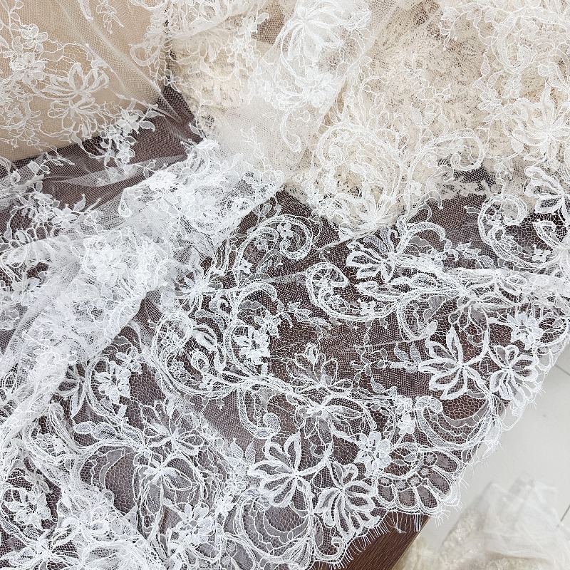 3M par pièce, dentelle à bordure blanc cassé pour cils, populaire à l'étranger pour voile de mariée et châle, ajoutant une touche d'élégance