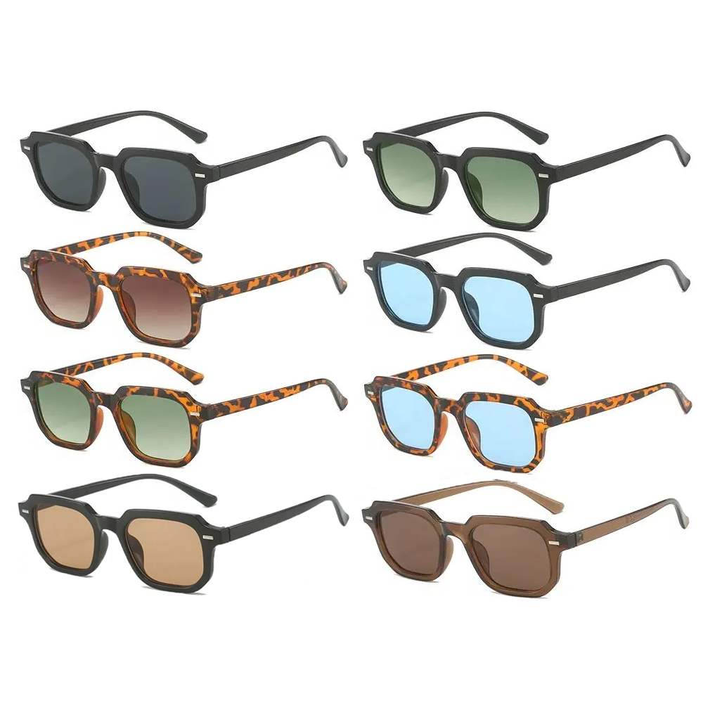 Petites lunettes de soleil carrées à la mode, avec verres multicolores, lunettes tendance adaptées à la conduite et aux voyages, 1 pièce