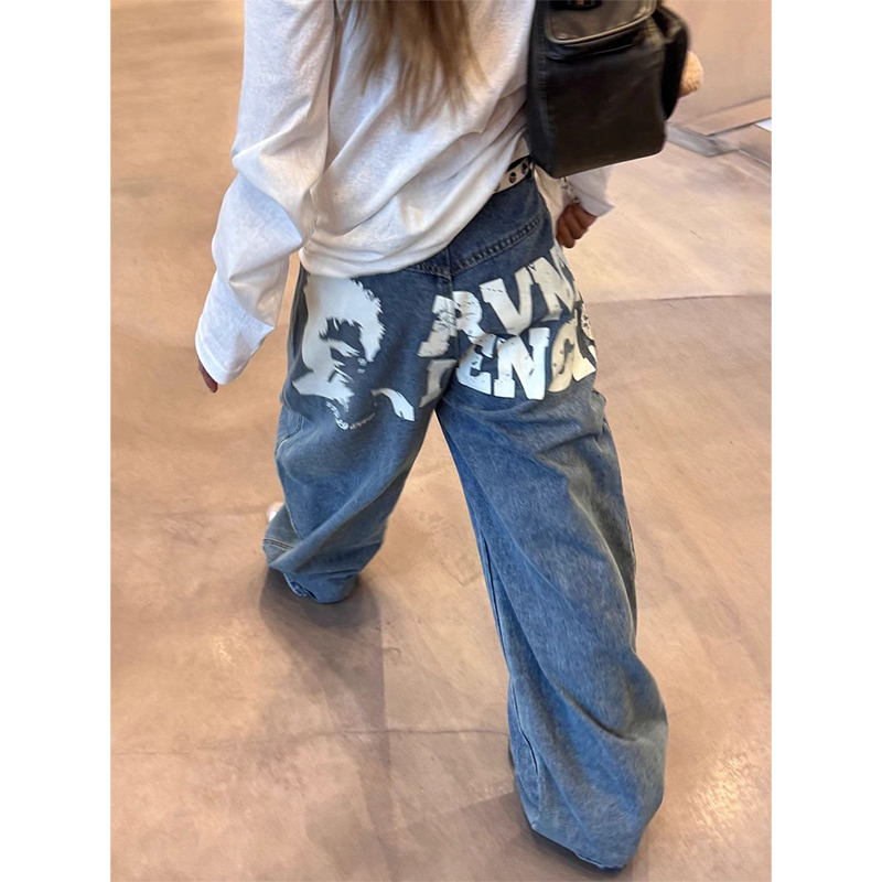 Jean femme bleu Vintage taille haute pantalon en Denim droit Y2K années 90 Hip hop américain Streetwear jambe large pantalon en Denim classique