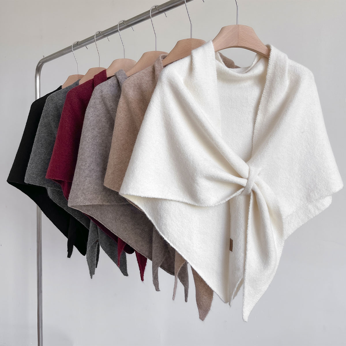 Châle triangulaire en laine mélangée pour femme, Version coréenne, épais avec une épaule chaude tricotée, nouvelle collection automne et hiver