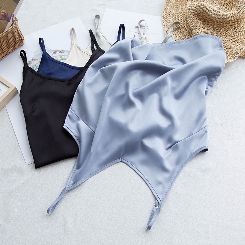 Nouveauté Été 2026 – Débardeurs en satin sexy pour femme, bretelles spaghetti, col en V, sans manches, style vintage Harajuku, streetwear pour filles