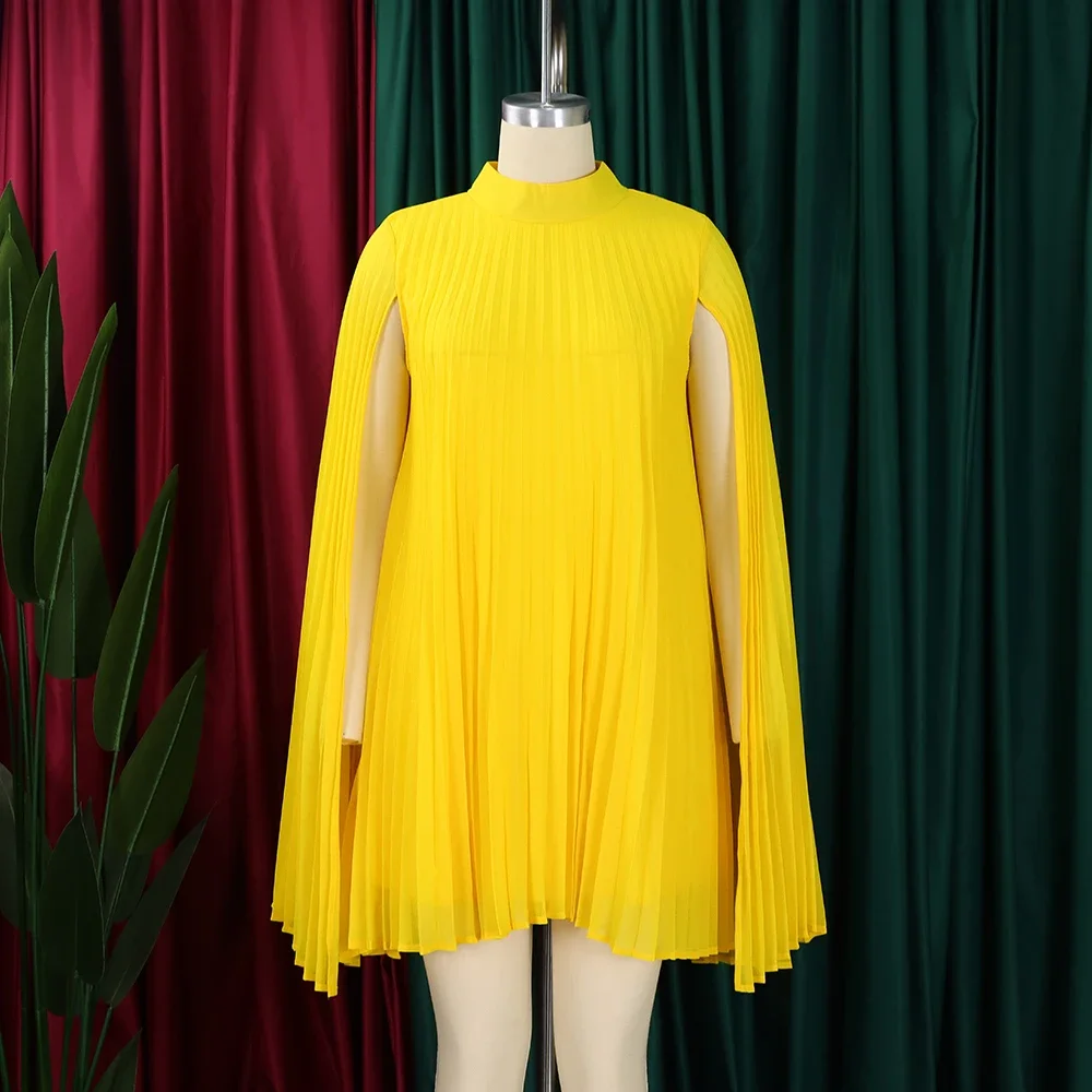 Robe en mousseline de soie pour femmes, élégante, col rond, manches chauve-souris, ample, longueur aux genoux, luxe, robe de soirée d'anniversaire africaine, nouvelle collection 2024