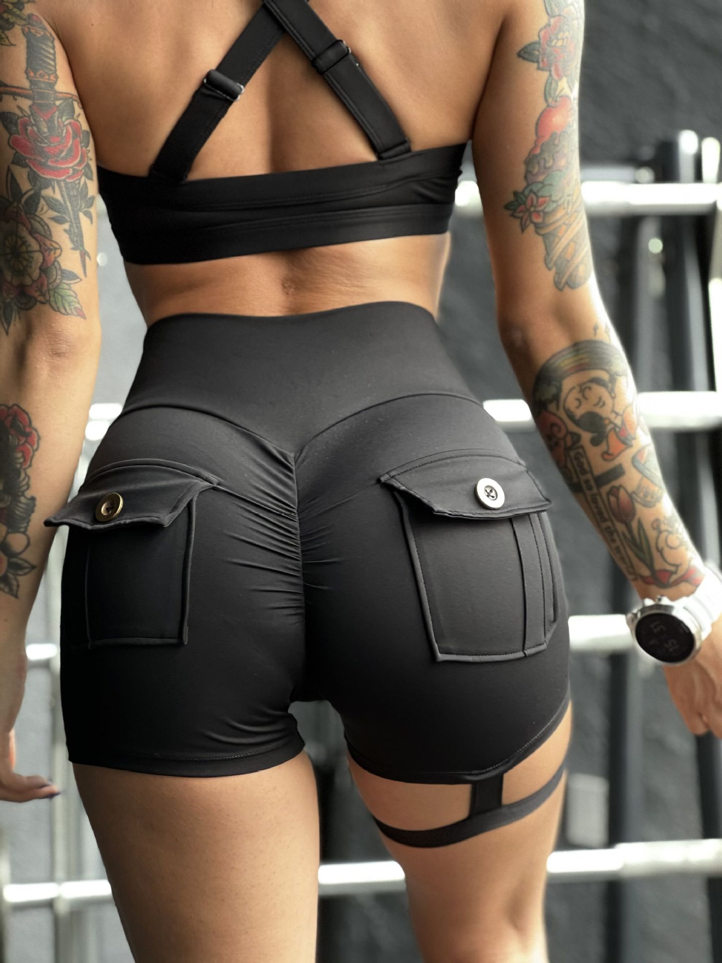 Shorts de sport sexy avec poche pour femme, collants de fitness, taille haute, leggings push up, pantalons de gym, vêtements féminins, été