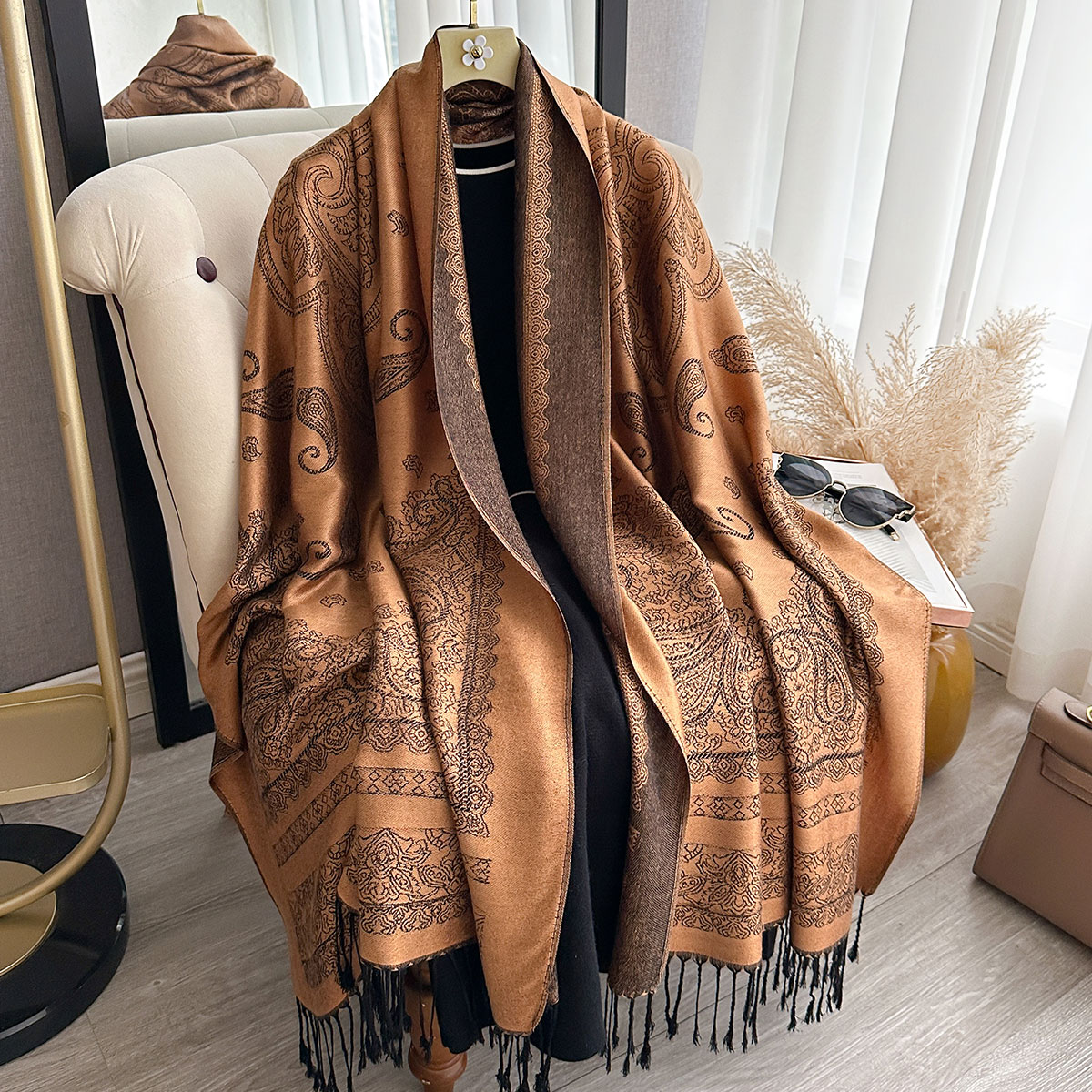 Nouvelle marque de luxe bohême Pashmina Paisley Hijab écharpe longue châle musulman femme Foulard doux Turban enveloppes pour femmes bandeau