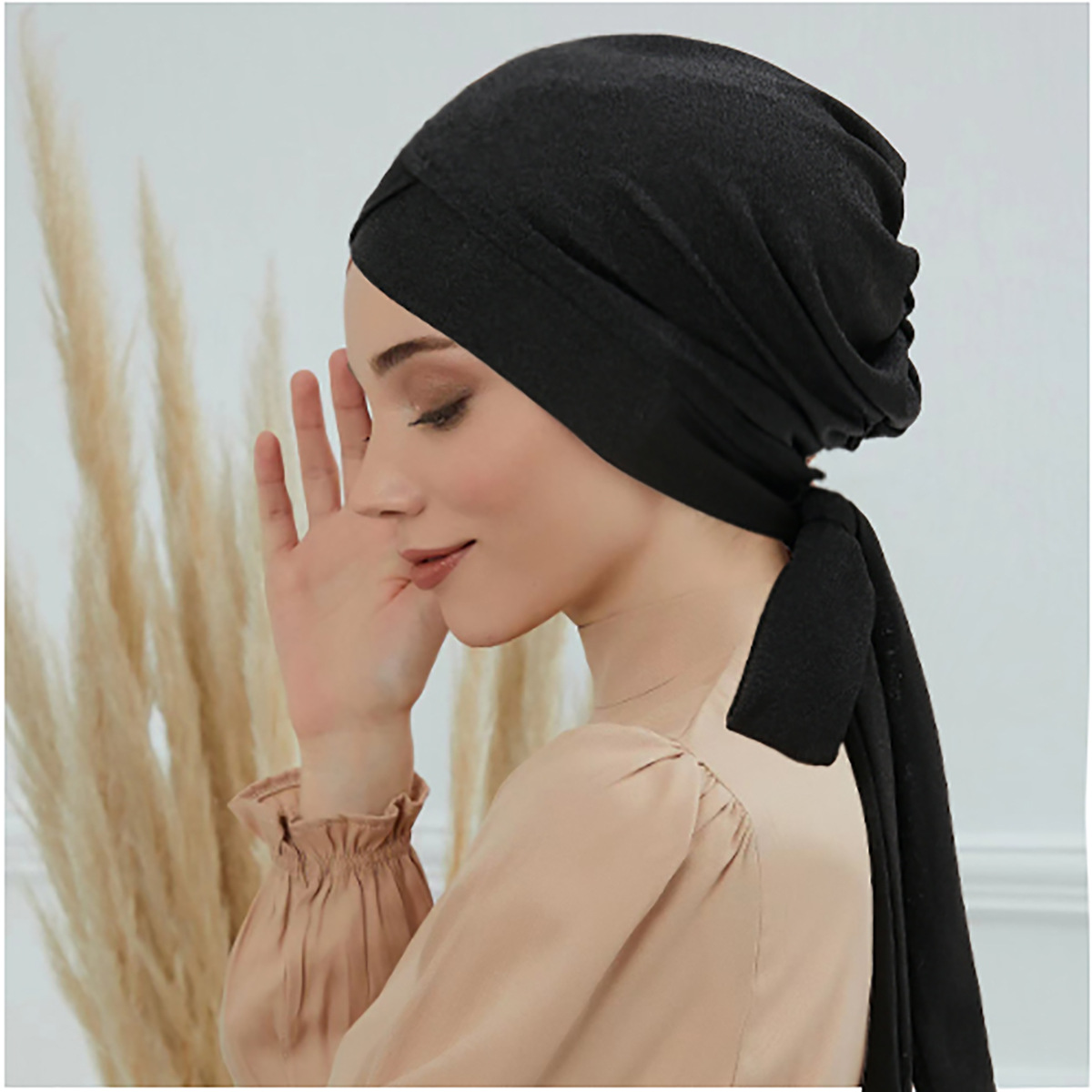 Fronte croisée femmes Hijab couleur unie dames musulmanes Turban Bonnet longue queue tête enveloppement foulard chapeaux indiens