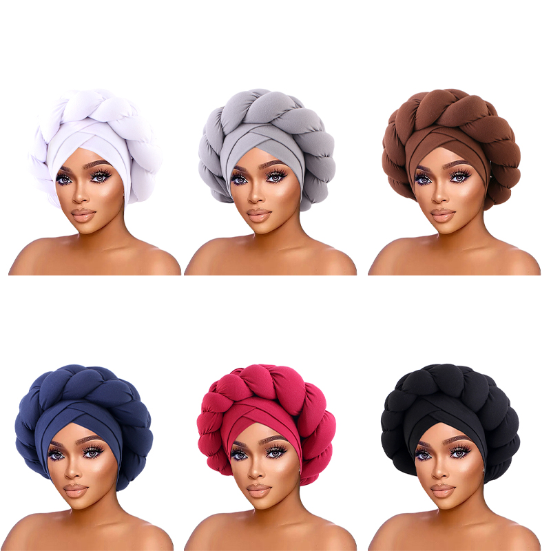 Nouveau africain torsadé grande tresse frite Turban chapeau musulman Hijab chapeau élastique bandeau foulard bonnet chapeaux Turbante casquette