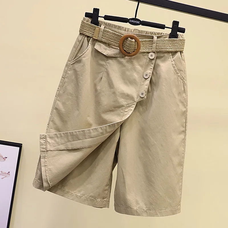 Pantalon jupe pour femmes Shorts été jambe large bleu taille haute poches à jambes droites femme courte noir mode coréenne Culotte