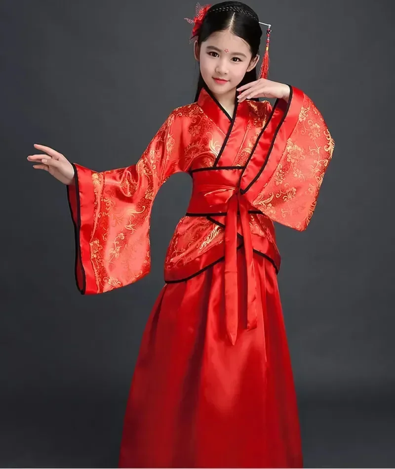 Robe filles enfants Kimono traditionnel ethnique ventilateur étudiants chorale danse Costume japonais Yukata Kimono Style ancien chinois