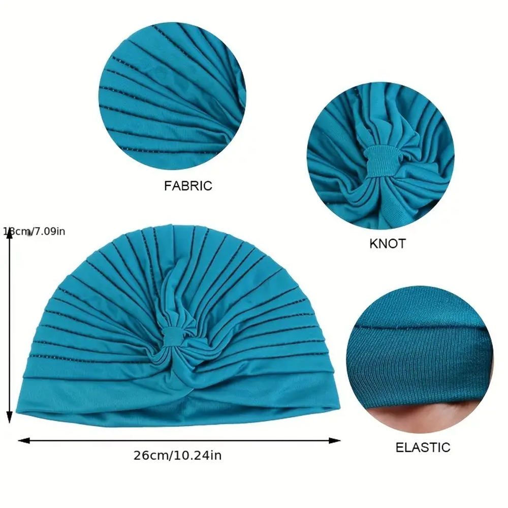 6 bonnets turban plissés doux et confortables pour femmes - Élastiques, confortables, non parfumés, pour chimiothérapie, couleurs unies, lot assorti