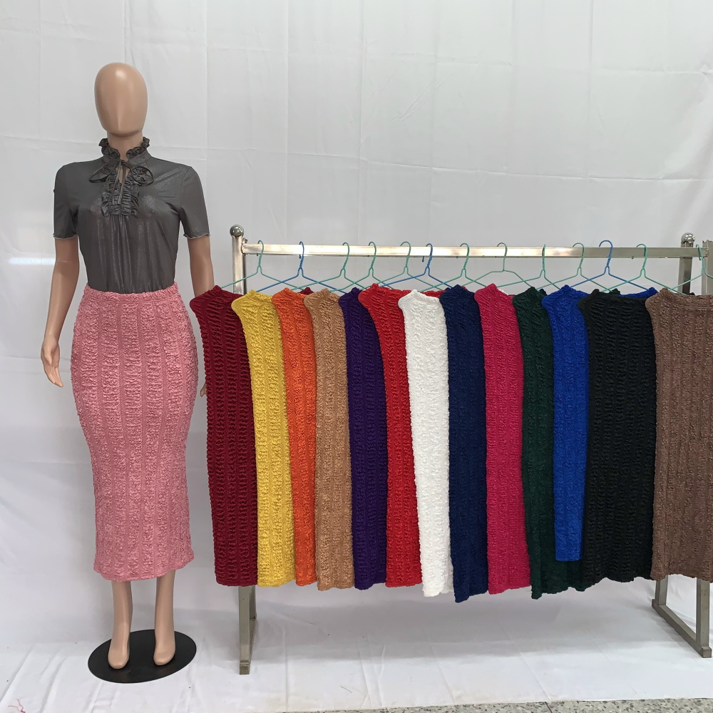 Nouvelle Collection Printemps-Été 2026 – Jupes Crayon Longues en Maille pour Femme, Taille Haute, Couleurs Pastel, Style Musulman, Grande Taille, Décontractées 202048 #
