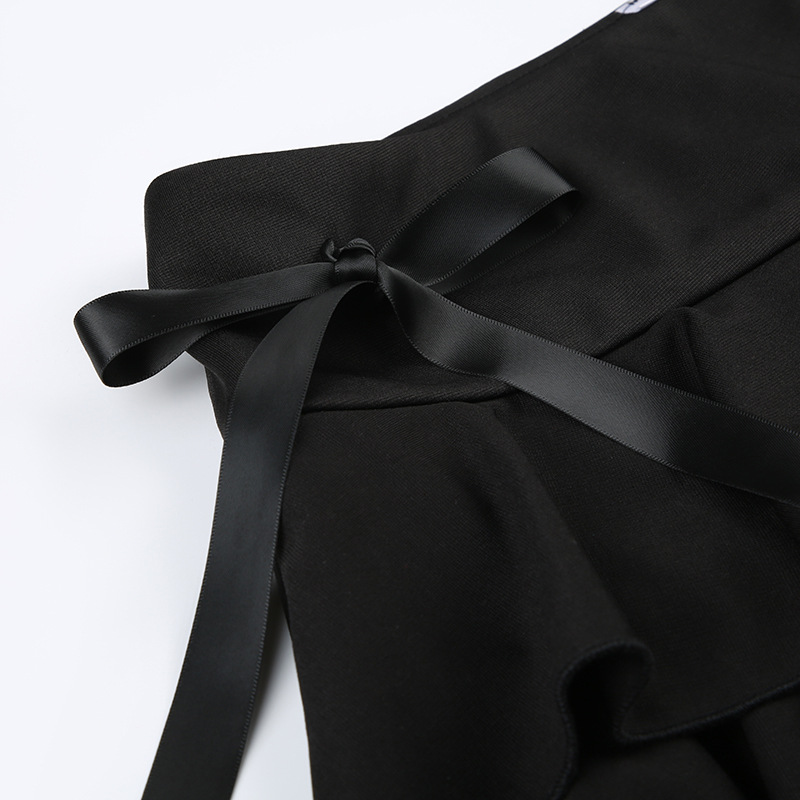 Goth Y2K – Mini jupe trapèze en dentelle noire pour femmes, Streetwear coréen