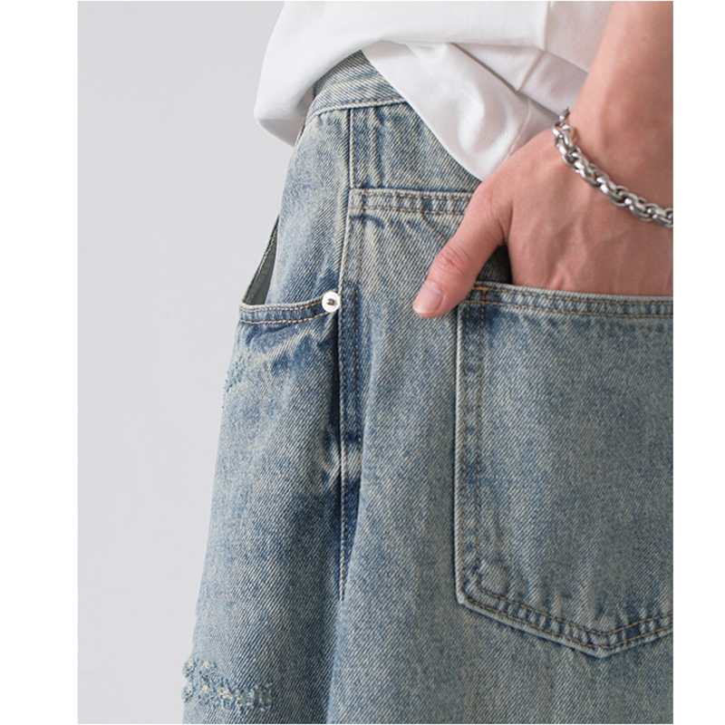 Nouveau Jean Homme Printemps-Été 2026, Coupe Ample, Jambes Droites et Larges, Effet Délavé, Style Américain Vintage Tendance, Pantalon en Denim Polyvalent pour Homme