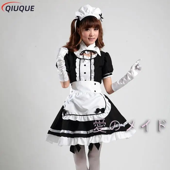 Tenue de femme de chambre noire pour filles, robe Lolita gothique douce, Anime K-ON! Costume de cosplay, robe tablier, uniformes de grande taille