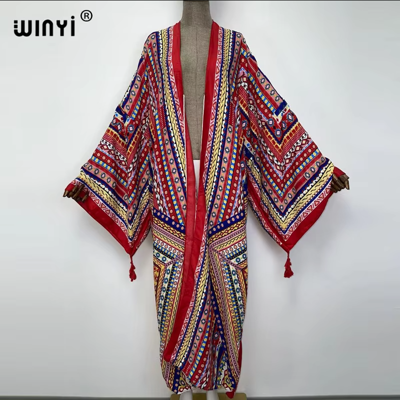 WINYI imprimer été maxi robe musulmane Abaya dame plage couvrir femme musulmane robes vêtements de plage mode caftan abaya dubaï luxe