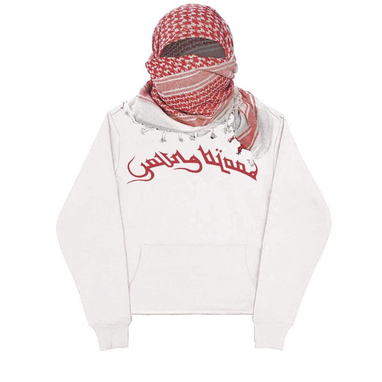 Style arabe esthétique Plaid contraste écharpe sweat à capuche décoratif automne hiver à manches longues lettre impression lâche rue mode manteau