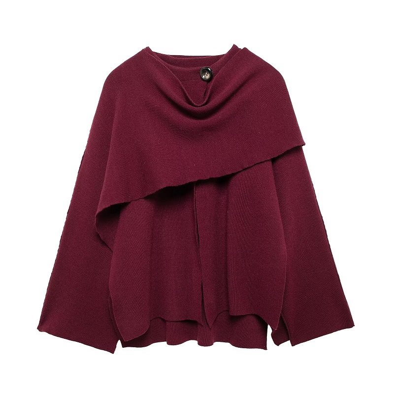 MUJER Cape manteau femmes écharpe col Ponchos femmes 2025 châle à manches longues hiver femme Ponchos Cape tricoté Cardigan pour les femmes