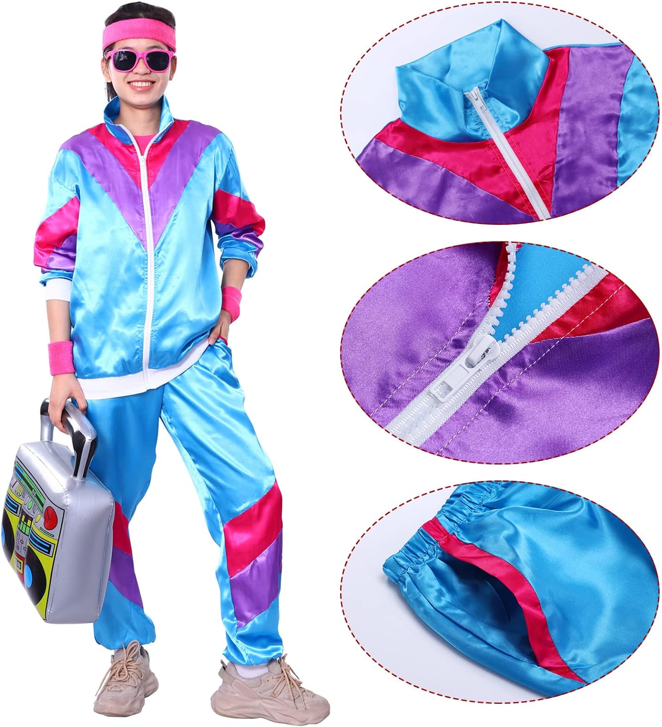 Costumes de survêtement pour hommes, Costume Hip Hop Shell des années 90, veste de survêtement rétro des années 80, Costume Disco, coupe-vent et pantalon