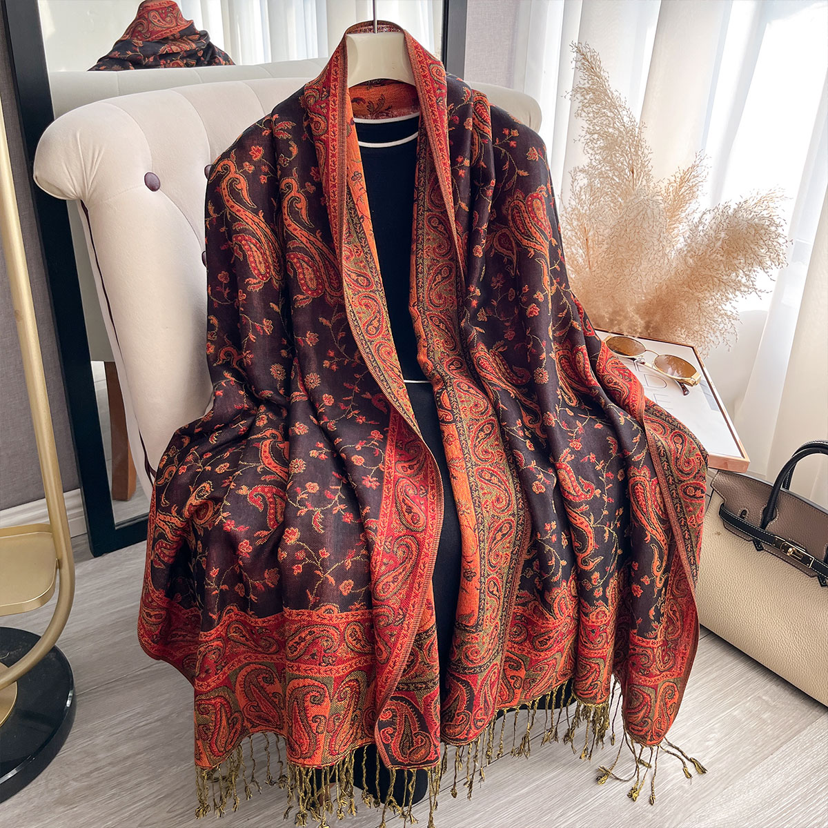 2025 bohême Pashmina Hijab écharpe longue châle musulman femme Foulard doux Turban bandeau pour femmes bandeau marque de luxe