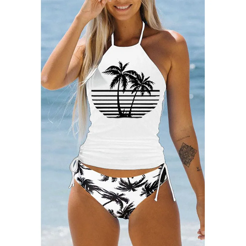 Maillot de bain femme noix de coco cordon côté licou cou Tankini ensemble été plage porter mignon maillots de bain femmes maillot de bain Sexy Bikini