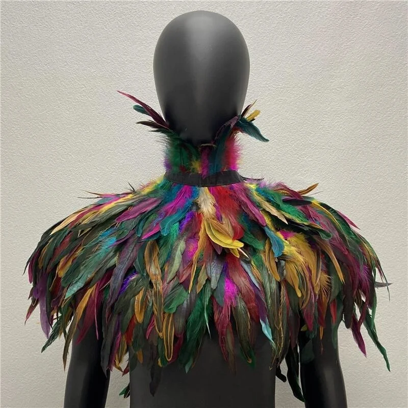 Châle de Style Gothique avec Plumes pour Femme, Robe, Cape, Écharpe, Snood, Dinde, ixde Mariage, Halloween, Y2k