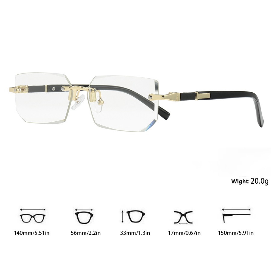 Lunettes de soleil de luxe sans monture à verres dégradés, style rectangulaire, pour hommes et femmes, avec monture métallique et verres colorés