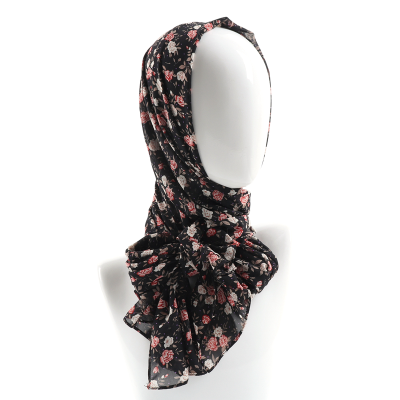 Écharpe en mousseline de soie à imprimé floral pour femmes, 70*180cm, douce, légère, longue, châle, hijab, foulard