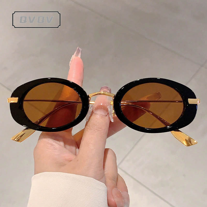 Lunettes de soleil polygonales ovales tendance pour femmes, design de marque de luxe, monture en alliage, idéales pour les vacances et les voyages