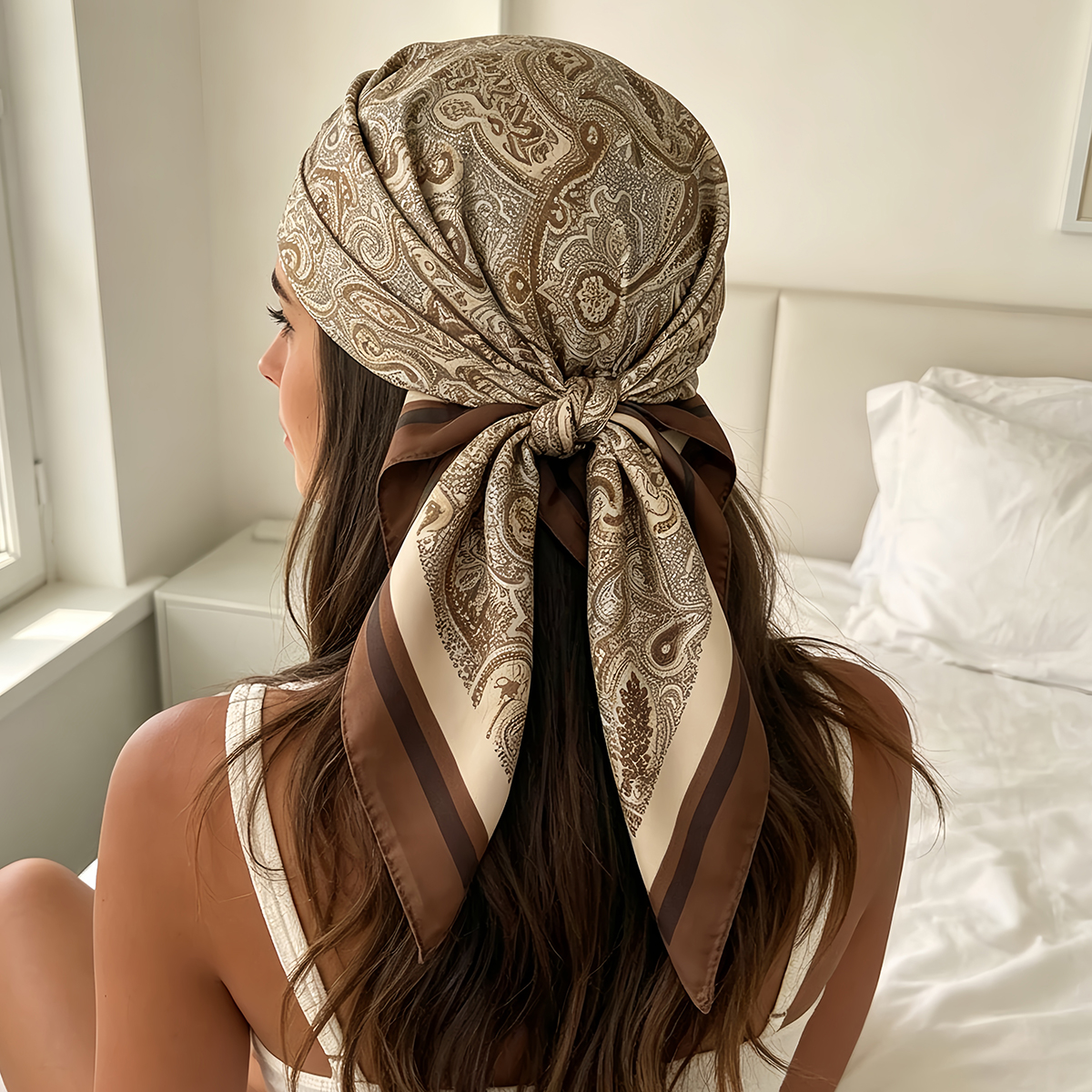 Nouveau Foulard en Satin Doux 2026 pour Femme, Imprimé Paisley, Écharpes Carrées et Châles pour Dames