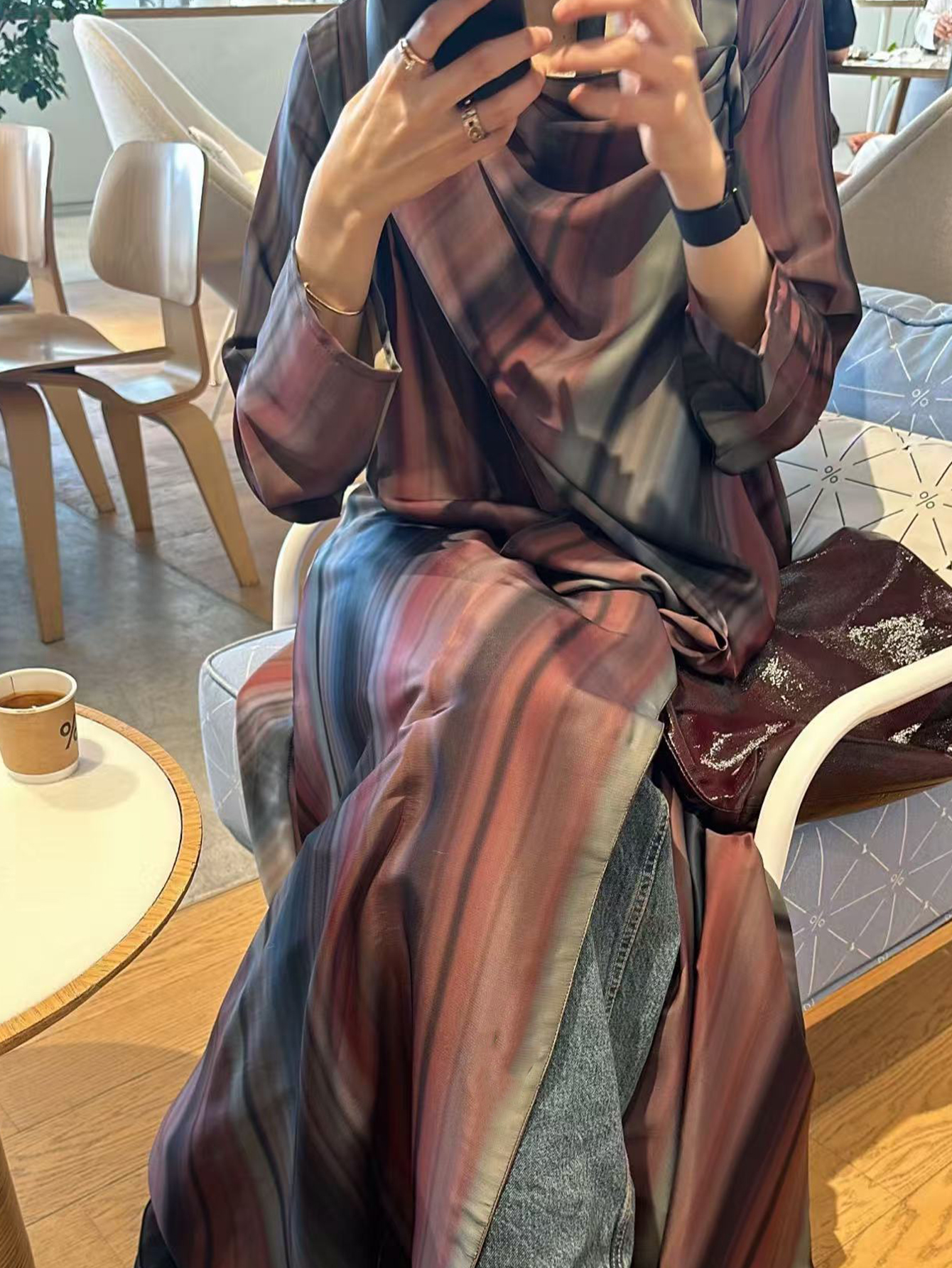 Robe arabe à manches longues pour femmes, ample, élégante et digne, dégradé de couleur, à la mode du moyen-orient, livrée avec un foulard