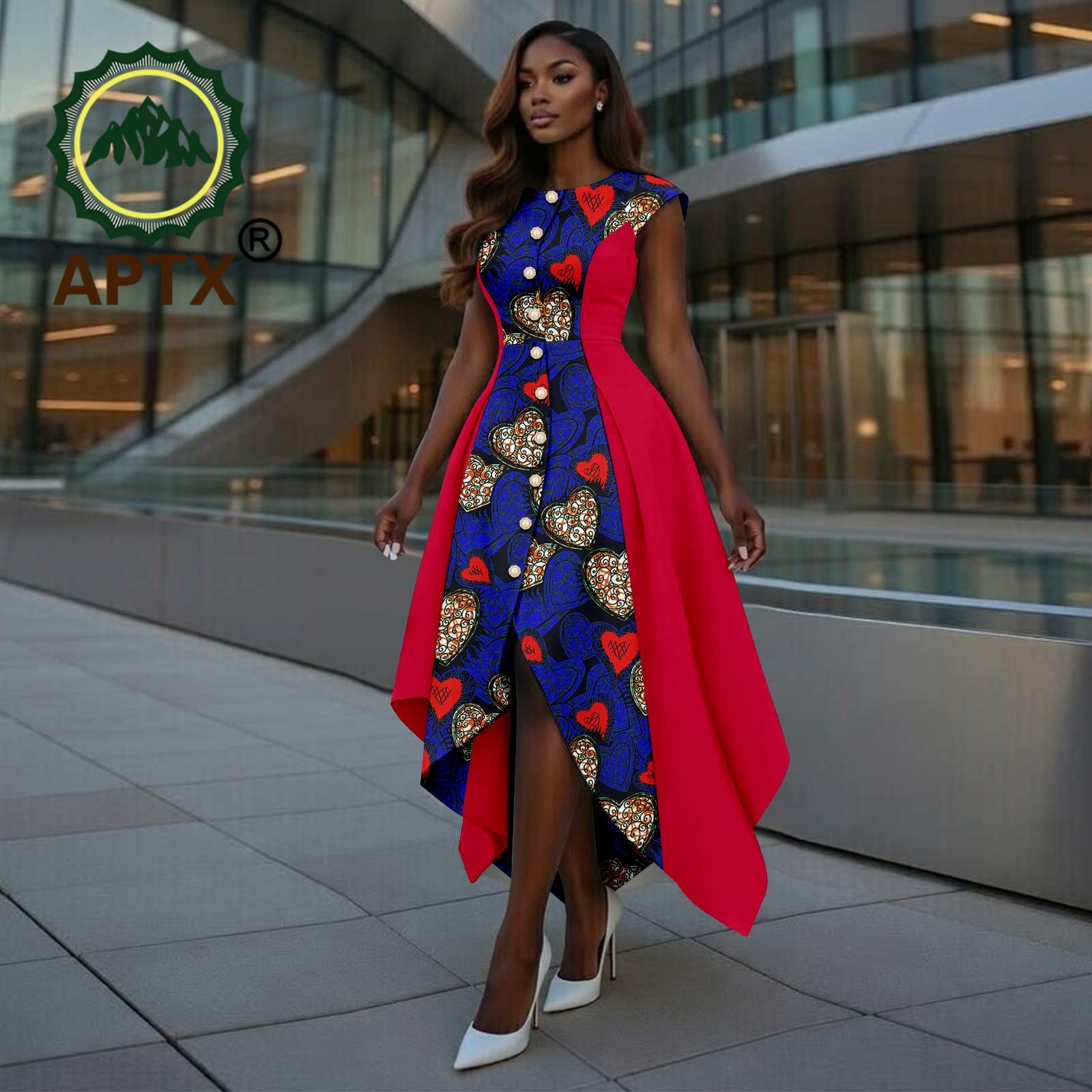 Robe africaine pour femmes, imprimé Ankara, col rond, manches courtes, longueur cheville, patchwork, robe asymétrique, Dashiki, décontractée, pour soirée