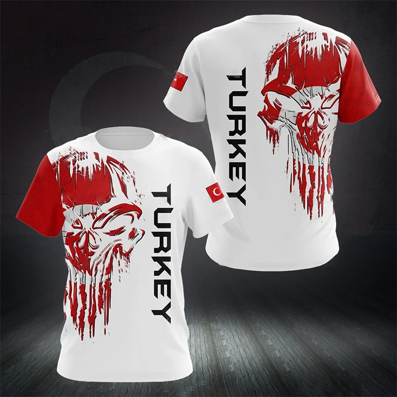 Drapeau turc Graphique T-shirts Militaire Camouflage Tops Sports de Plein Air Football Manches Courtes Imprimé Turquie T-shirt Décontracté