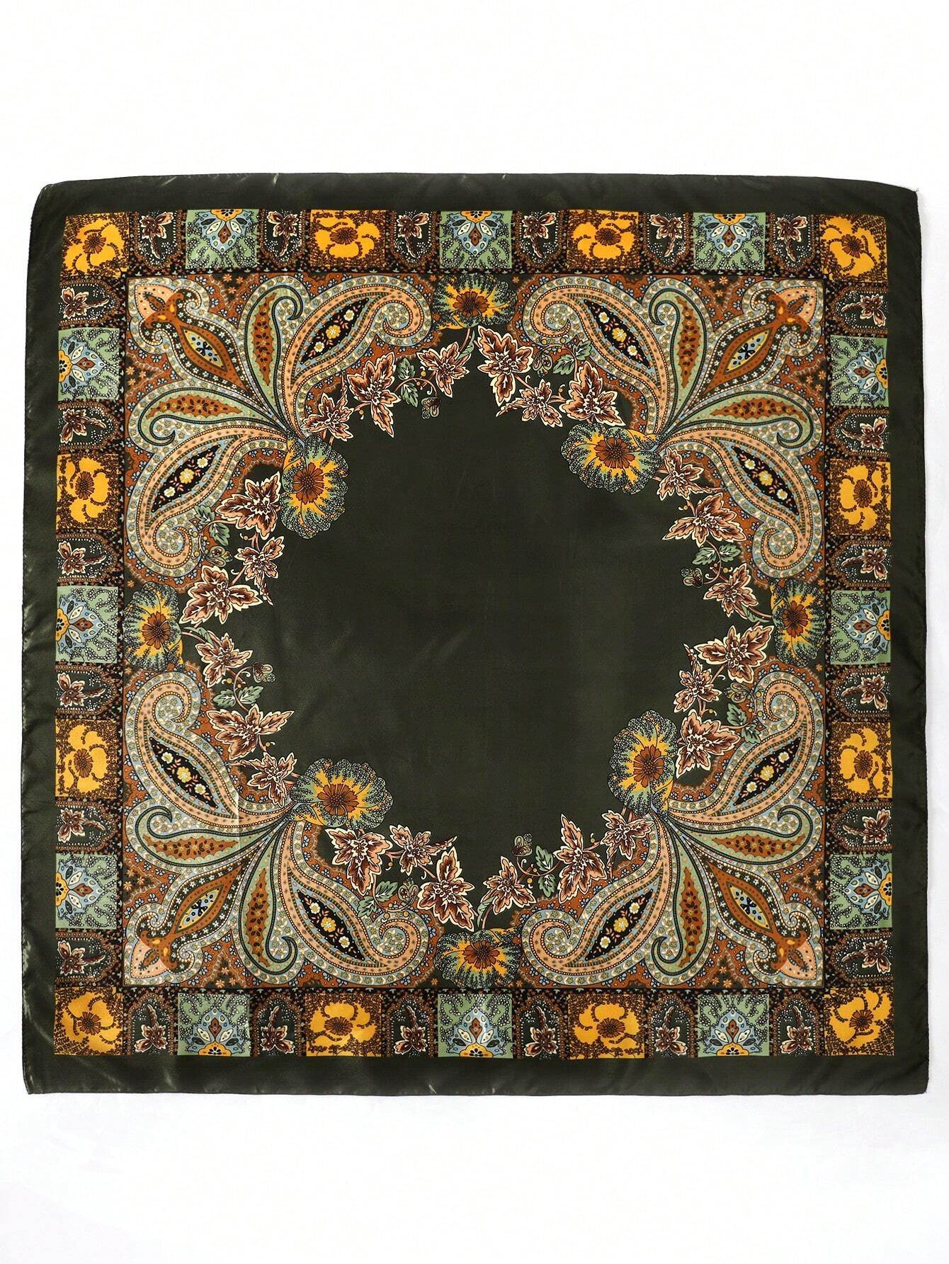 1pc Style bohème Paisley imprimé femmes Satin foulard en soie 90cm foulards carrés Hijab Foulard Bandana Femme Foulard