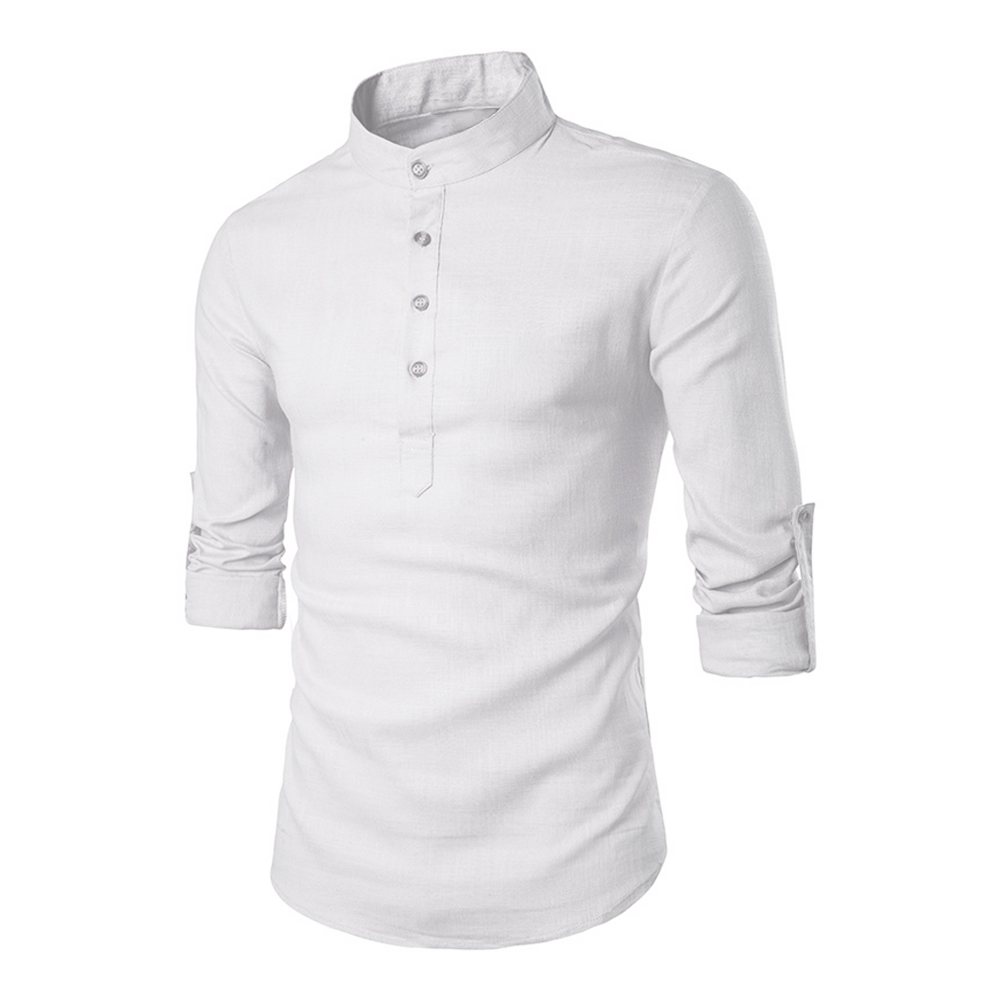 KB nouveaux hommes blouse décontractée coton lin chemise hauts amples à manches longues t-shirt printemps automne décontracté beaux hommes chemises