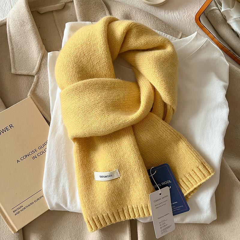 2025 100% laine australienne écharpe femmes hiver couleur unie tricoté écharpe coupe-vent épais chaud cou Protection dames tricot écharpe