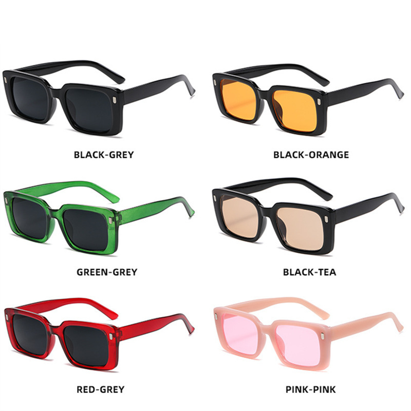Lunettes de soleil carrées classiques pour femmes et hommes, petites lunettes de soleil rectangulaires rouges populaires pour femmes rétro Hip Hop, lunettes d'ombrage UV400