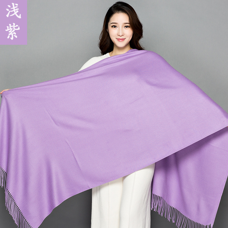 Femmes hiver nouveauté cachemire Pashmina châle écharpe dame longue couleur unie gland Wrap châle doux rouge réunion annuelle foulards