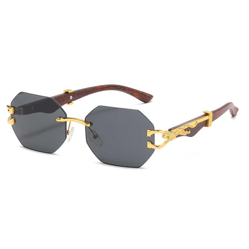 Lunettes de soleil carrées sans bords pour hommes et femmes, avec hexagone rétro, sans cadre, marque de luxe de styliste, nuances UV400, 2024