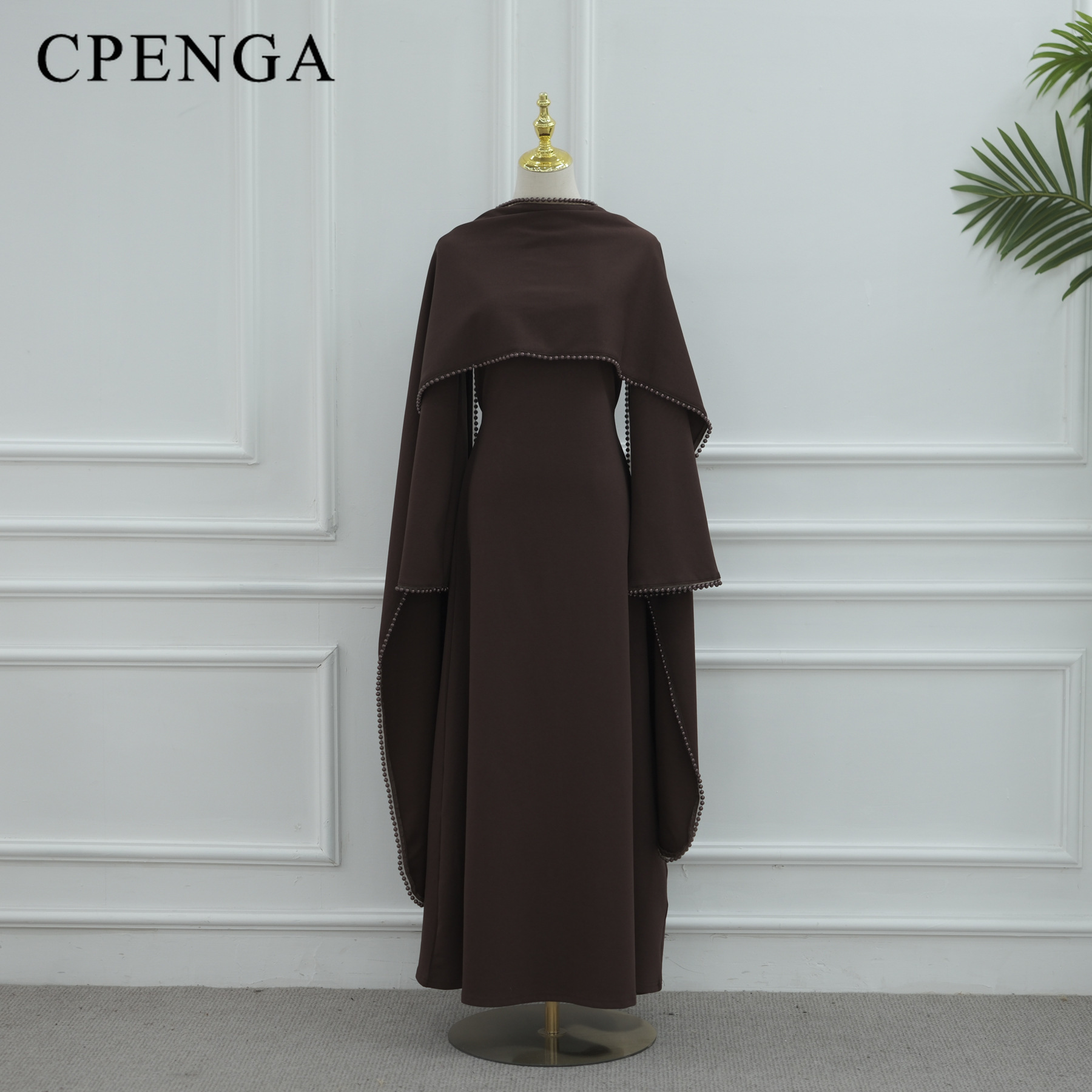 Robe Abaya Modeste pour Femmes Musulmanes du Moyen-Orient avec Châle Amovible, Élégante Robe Simple de Dubaï, Tenue de Fête Islamique pour le Ramadan