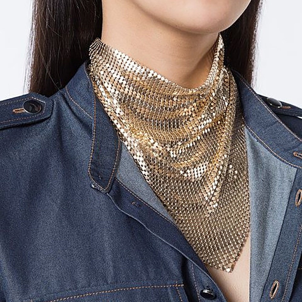Mode foulard paillettes Triangle foulards Style coréen foulard châle bandeau cou enveloppement collier Bandanas hommes