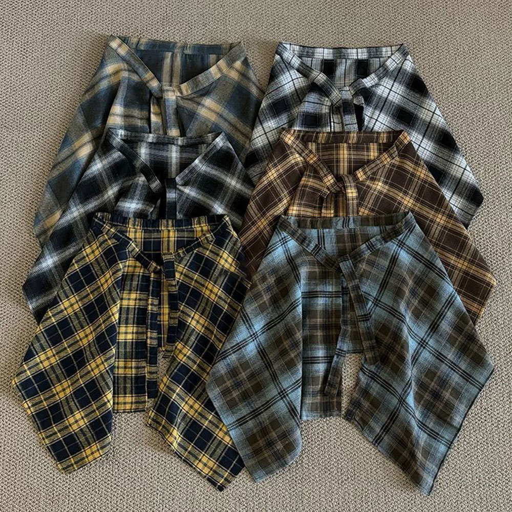 Jupe cache-hanches à carreaux, jupe à taille nouée irrégulière, jupe à carreaux avec ceinture, jupe superposée, accessoires de style streetwear Y2K.