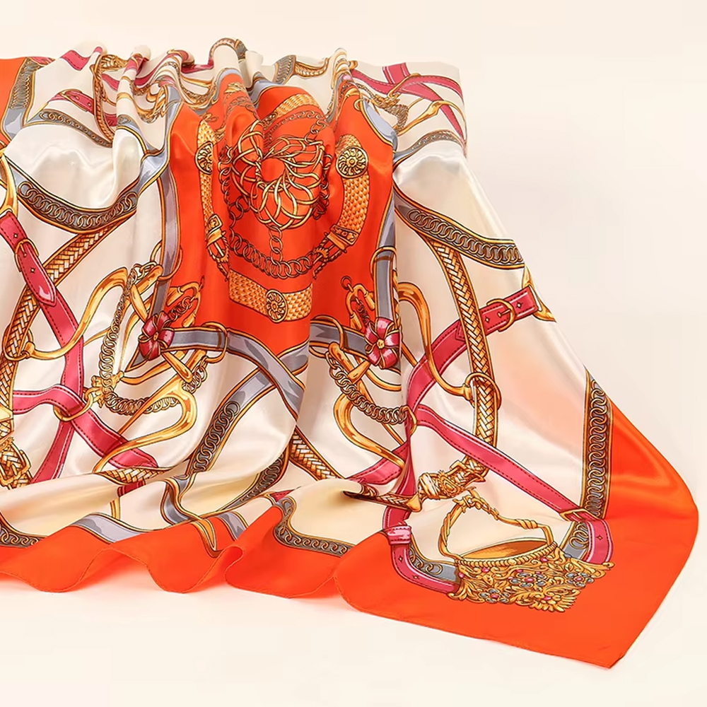 Foulards de mode 90*90cm pour femme, imprimés, carrés en soie, pour cheveux et cou, châle polyvalent pour femme de bureau, bandana, hijab musulman, mouchoir