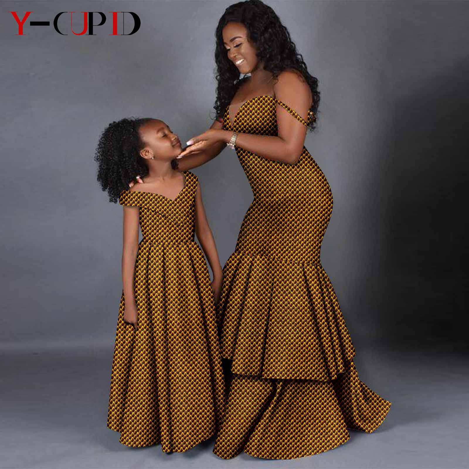 Robe longue à imprimé africain pour femmes et filles, dashiki, tenues assorties, vêtements de famille éducatifs, bazin riche, 24F5001