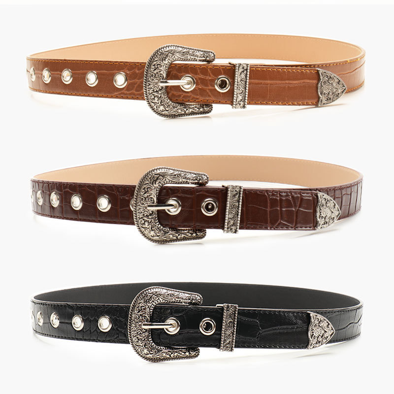Ceinture gothique rétro noire pour femmes, accessoires pour jeans décontractés, Hip Hop Y2k, boucle ardillon pour filles, ceinture en cuir Pu
