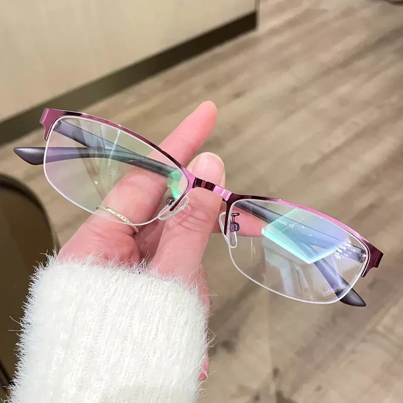 Lunettes de vue pour femmes, demi-montures métalliques, de haute qualité, pour myopie, monture métallique pour femmes